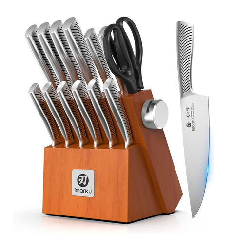 imarku front view of full knife block showing organized set and easy access