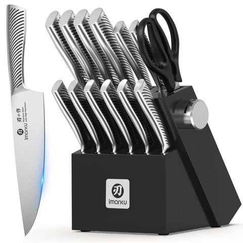 imarku front view of black block showing organized knives and modern look