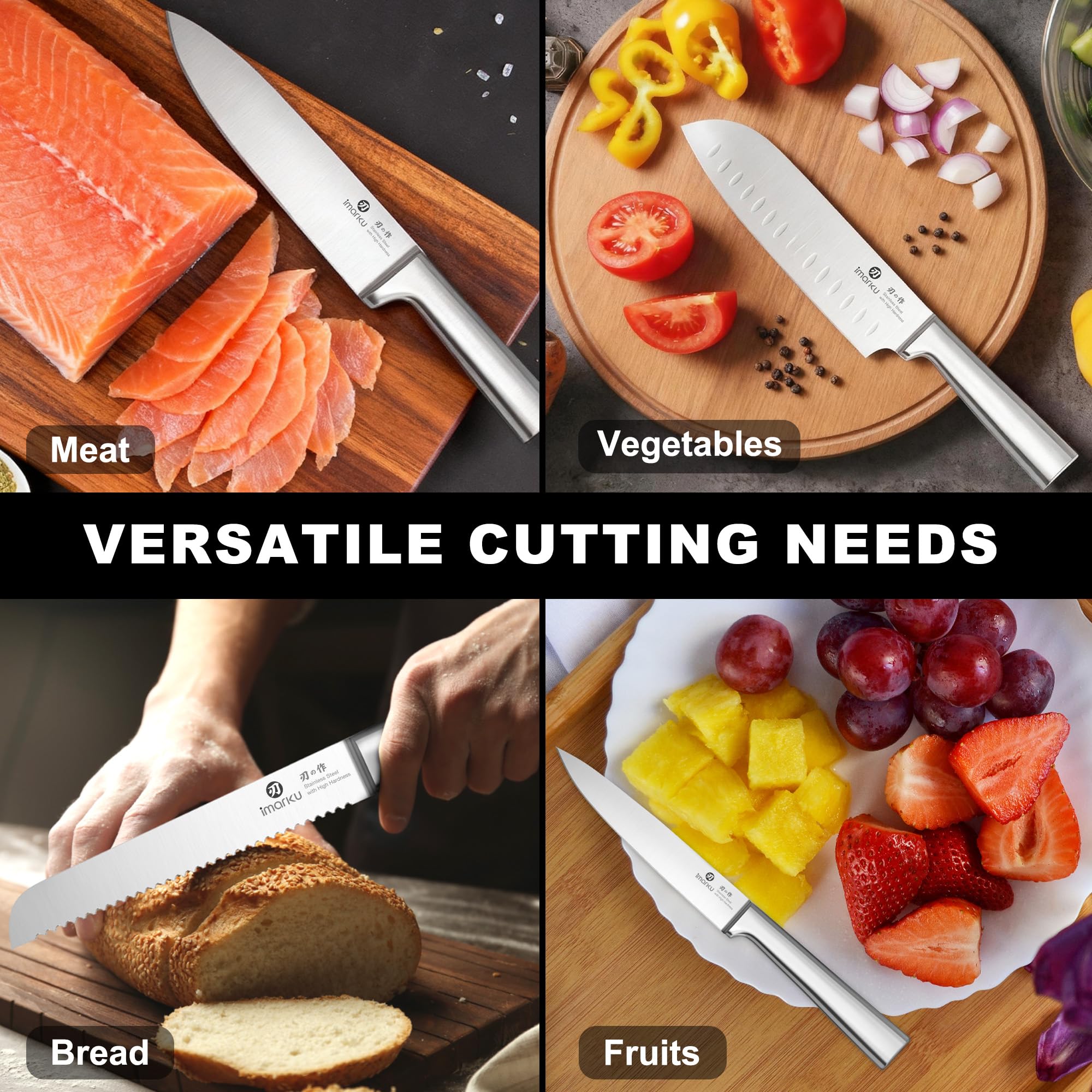 imarku chef slicing vegetables in kitchen demonstrating efficient, safe cutting