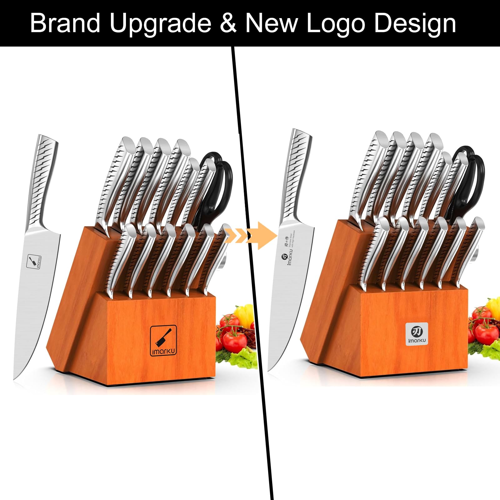 imarku knife set on kitchen counter for organized, ready-to-cook presentation