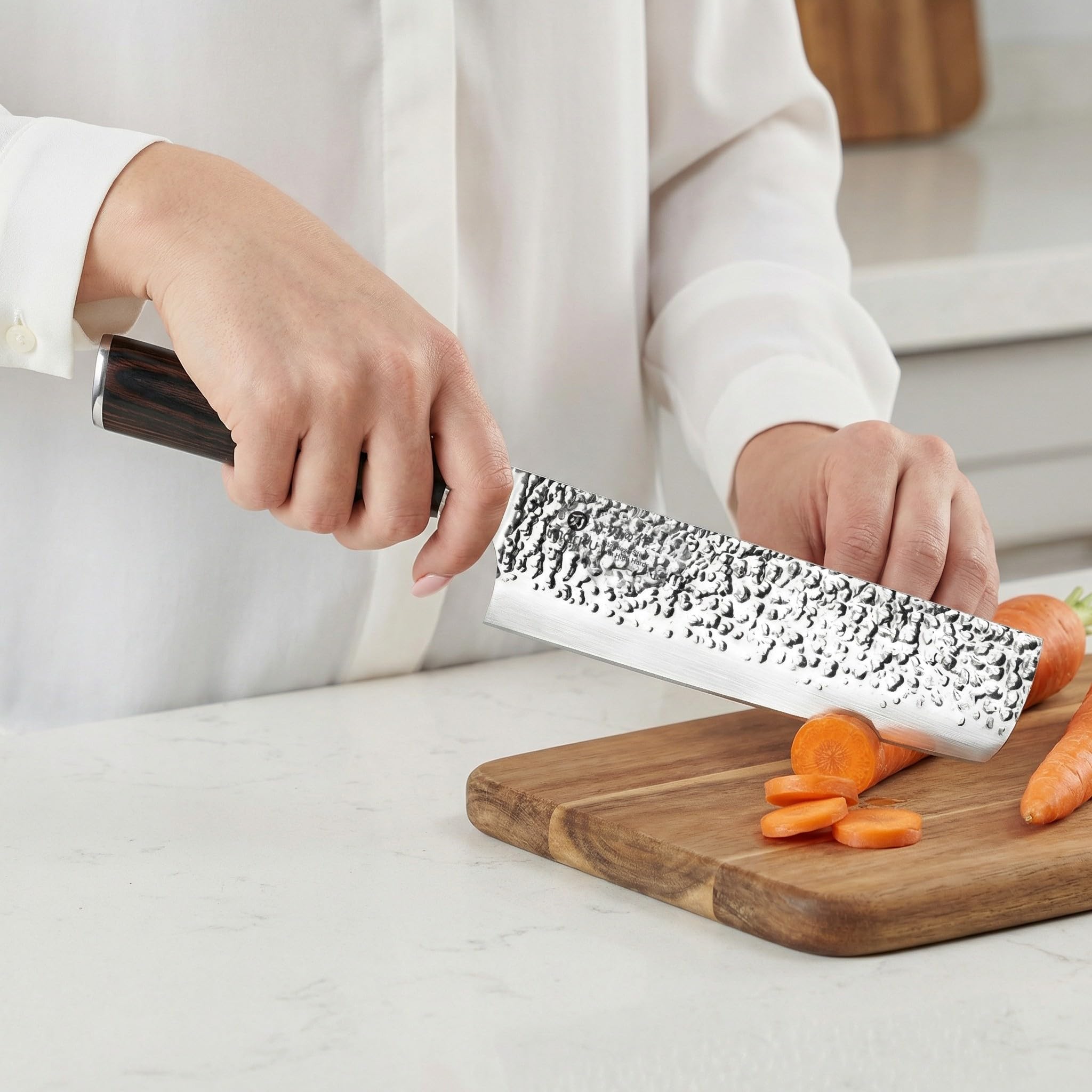 imarku nakiri pakkawood handle detail ergonomic grip for comfortable control