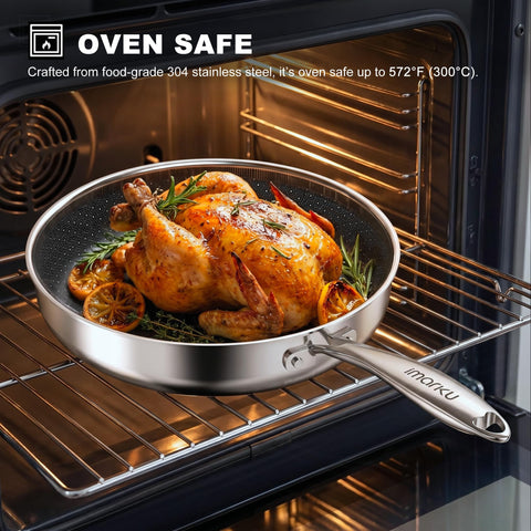 imarku pan on stovetop with vegetables searing to show even heat and cooking results