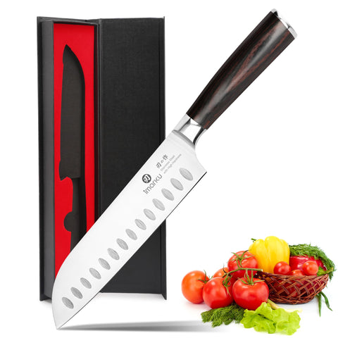 imarku santoku front view showing full blade and balance benefit