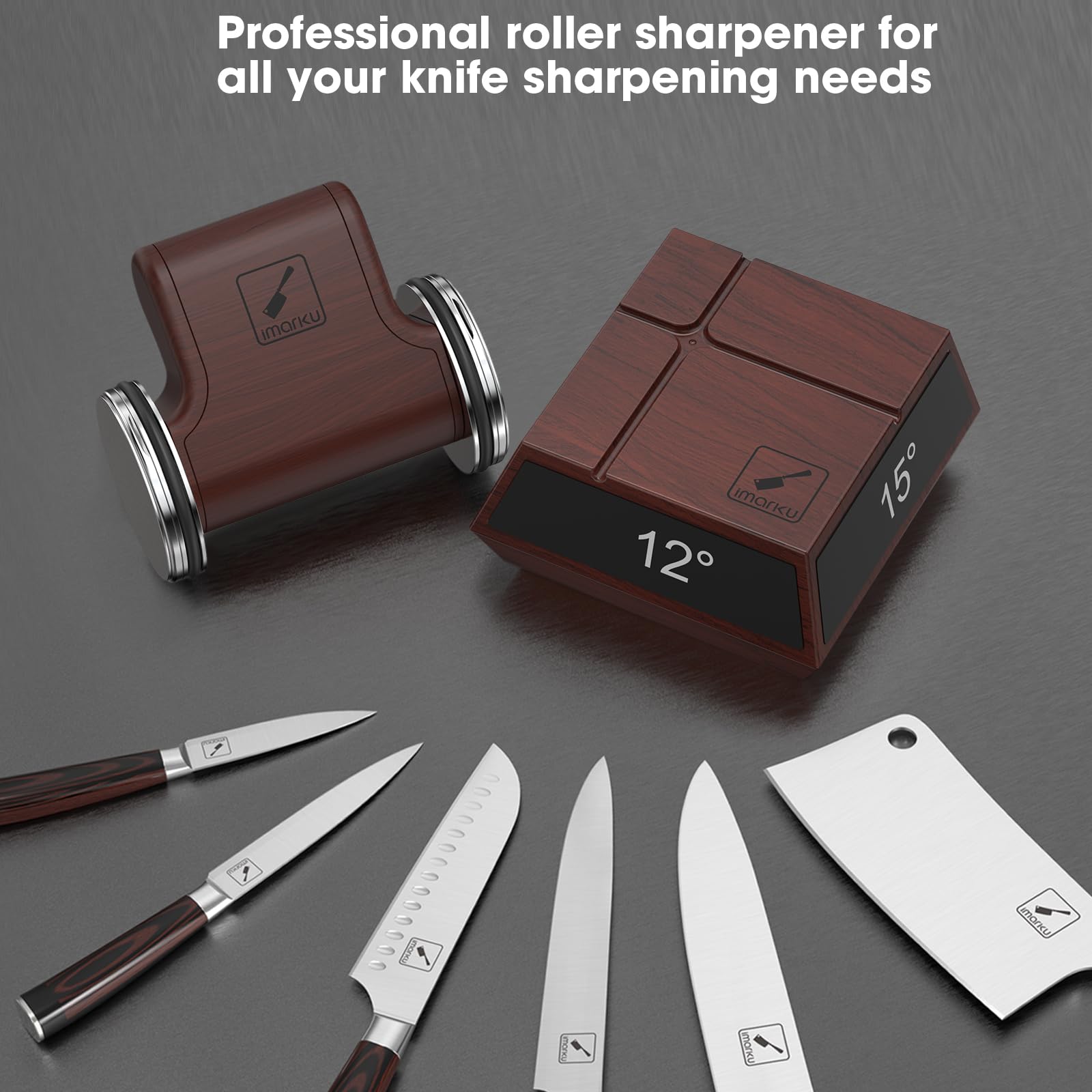 imarku size comparison next to a full-size knife showing compact storage benefit