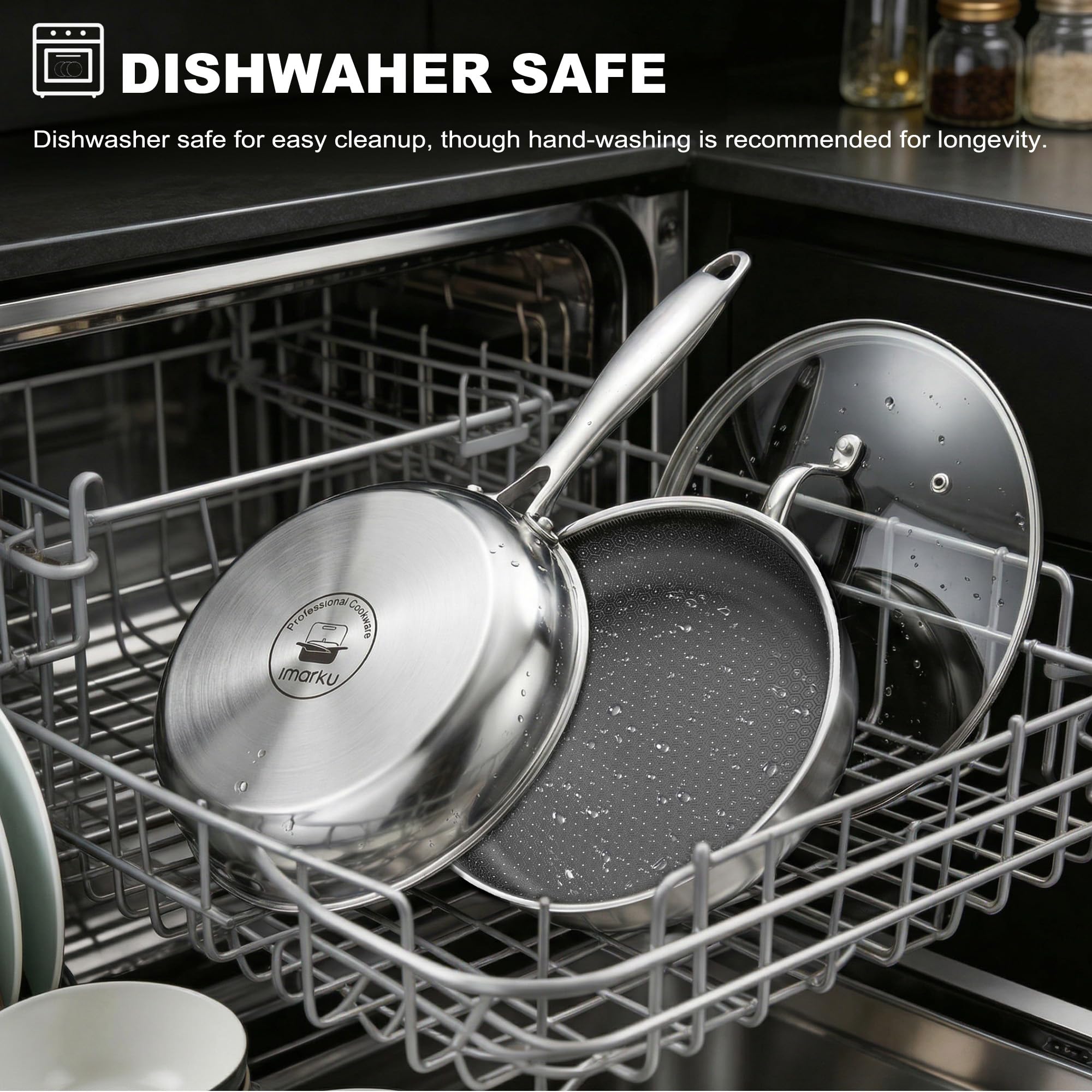 imarku pan beside spatula to illustrate 12-inch scale and family-sized capacity