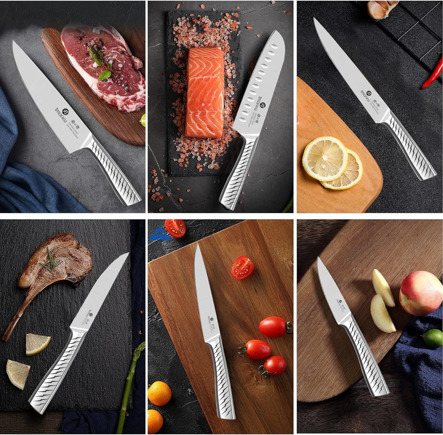 imarku knives next to ruler for size comparison and countertop fit clarity