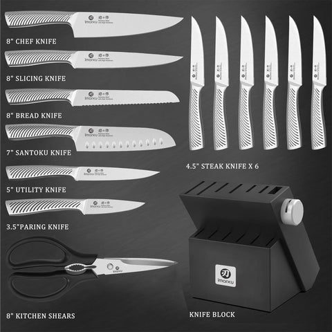 imarku serrated steak knives on table showing elegant service and reliable slicing