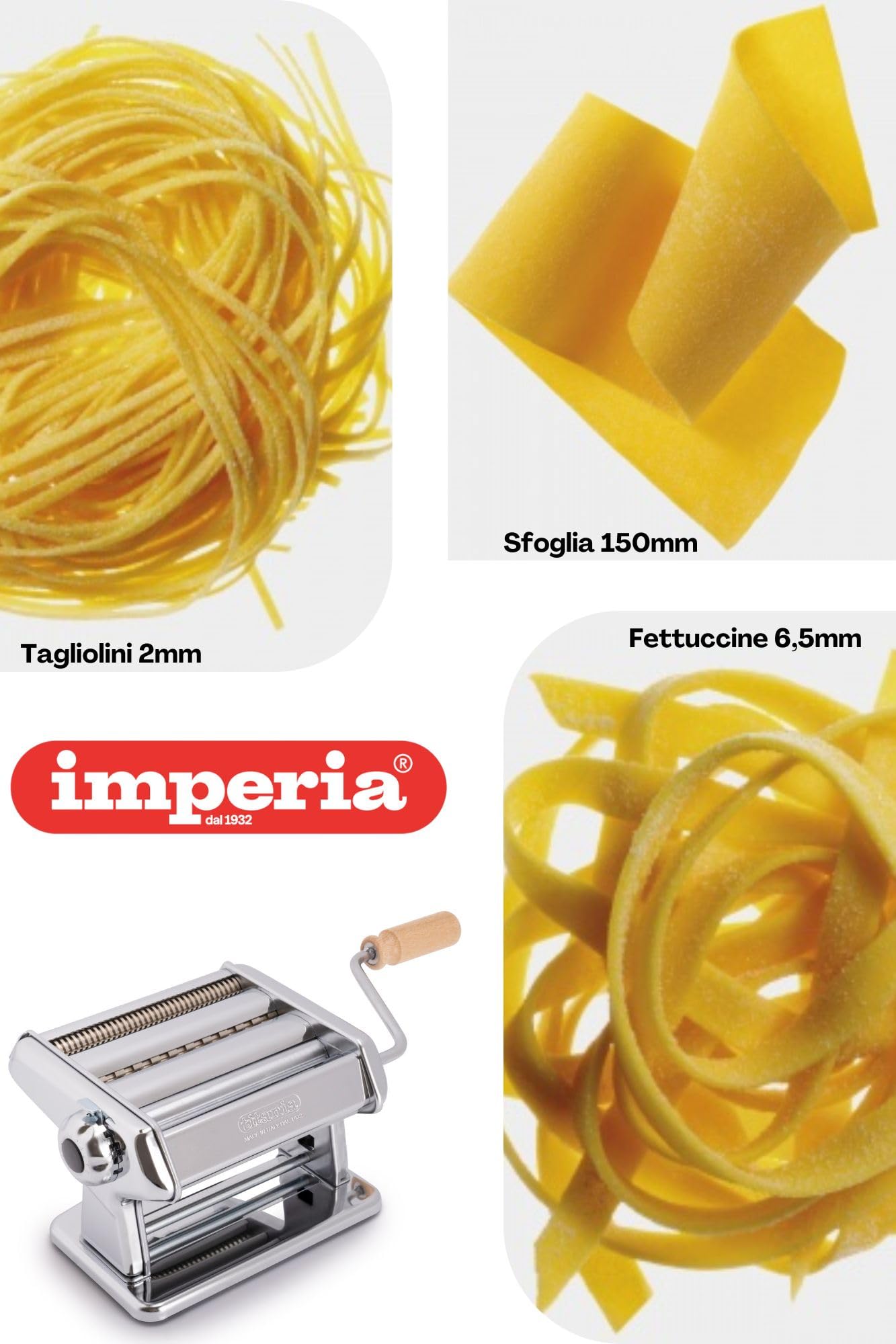 Imperia Titania wooden-handled crank detail offering ergonomic grip for steady manual turning