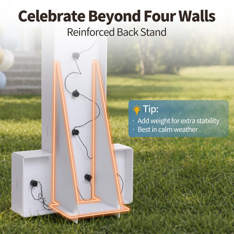imprsv back stand detail showing reliable support and anti-tip benefit