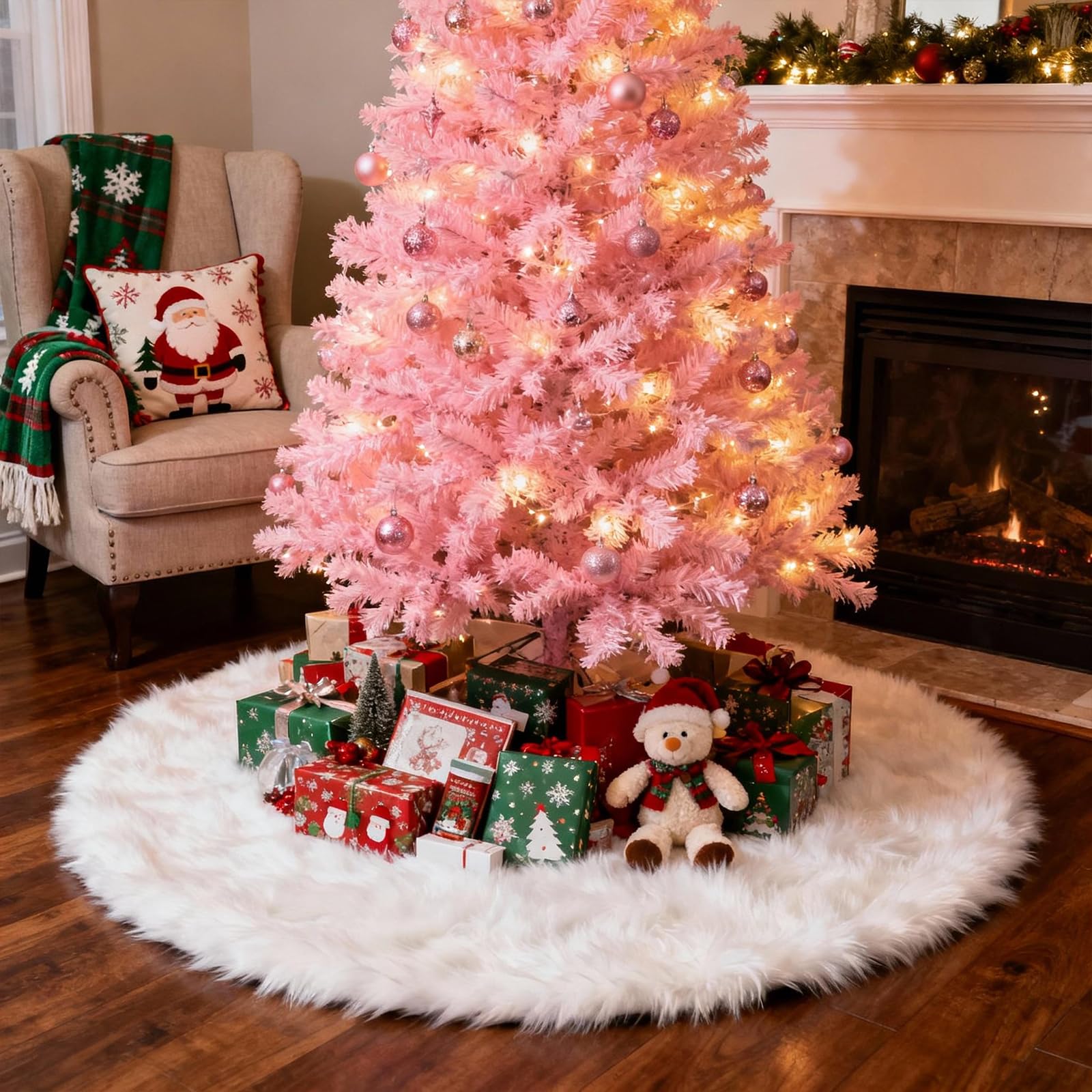iMucci lifestyle living room holiday scene adding refined winter decor ambiance