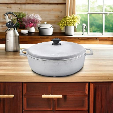 IMUSA caldero on stovetop cooking beans for consistent heat benefit