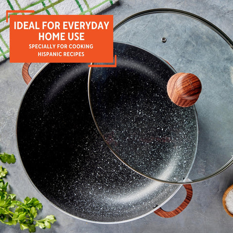 IMUSA interior nonstick surface closeup, easy food release and cleaning