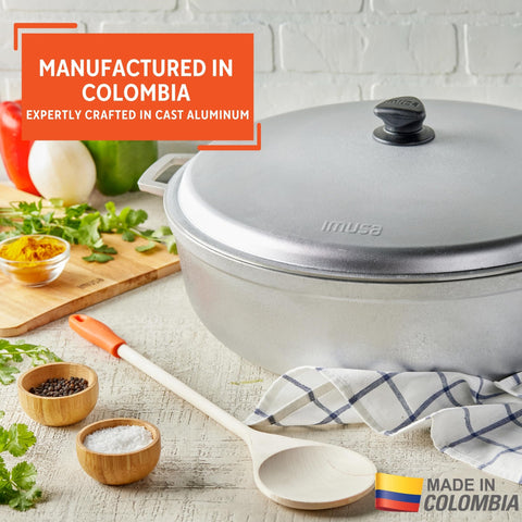 IMUSA caldero interior surface showing seasoning buildup for nonstick benefit