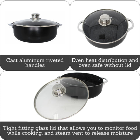 IMUSA Caldero interior close-up highlighting ceramic nonstick finish for easier food release