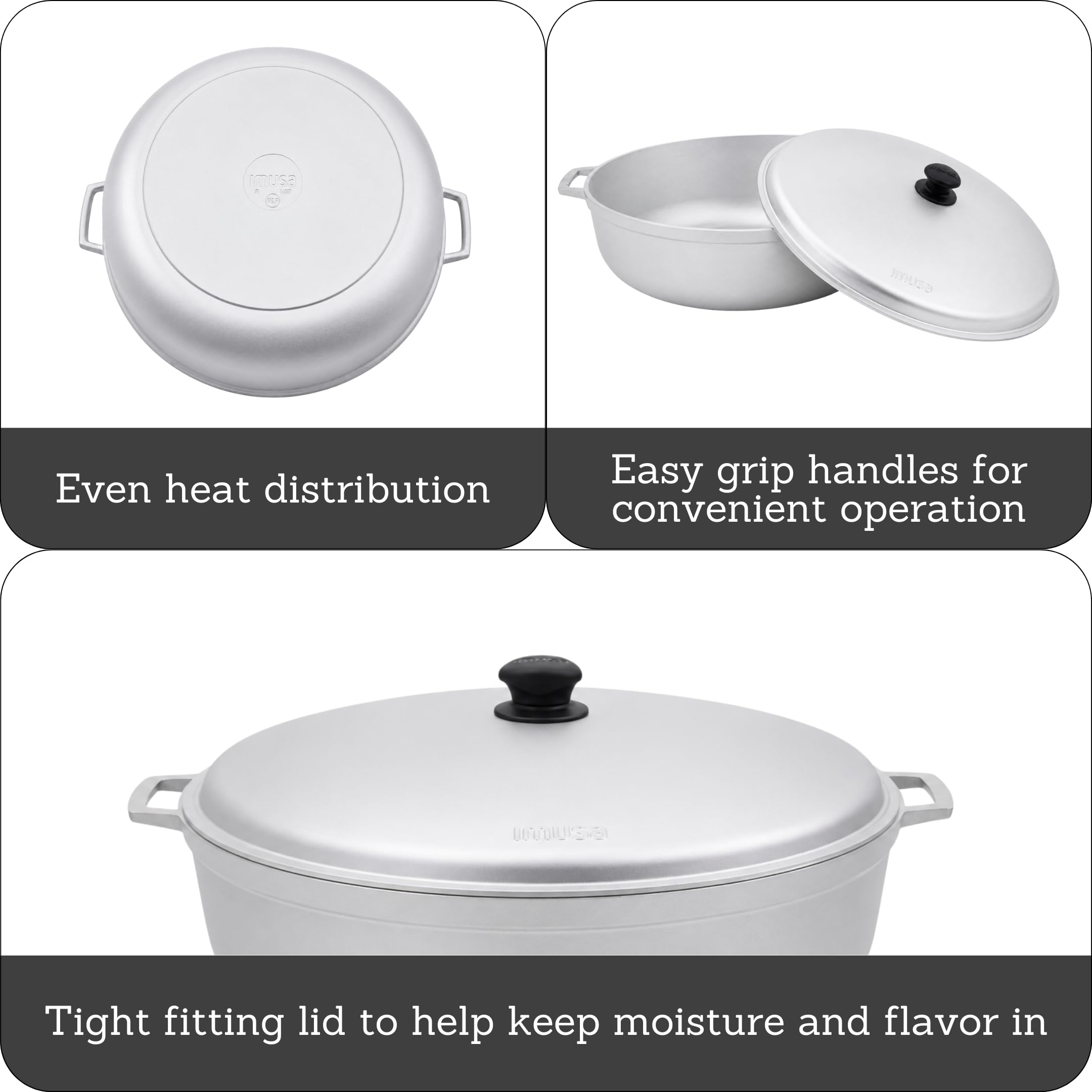 IMUSA caldero tempered glass lid closeup offering visible simmer control