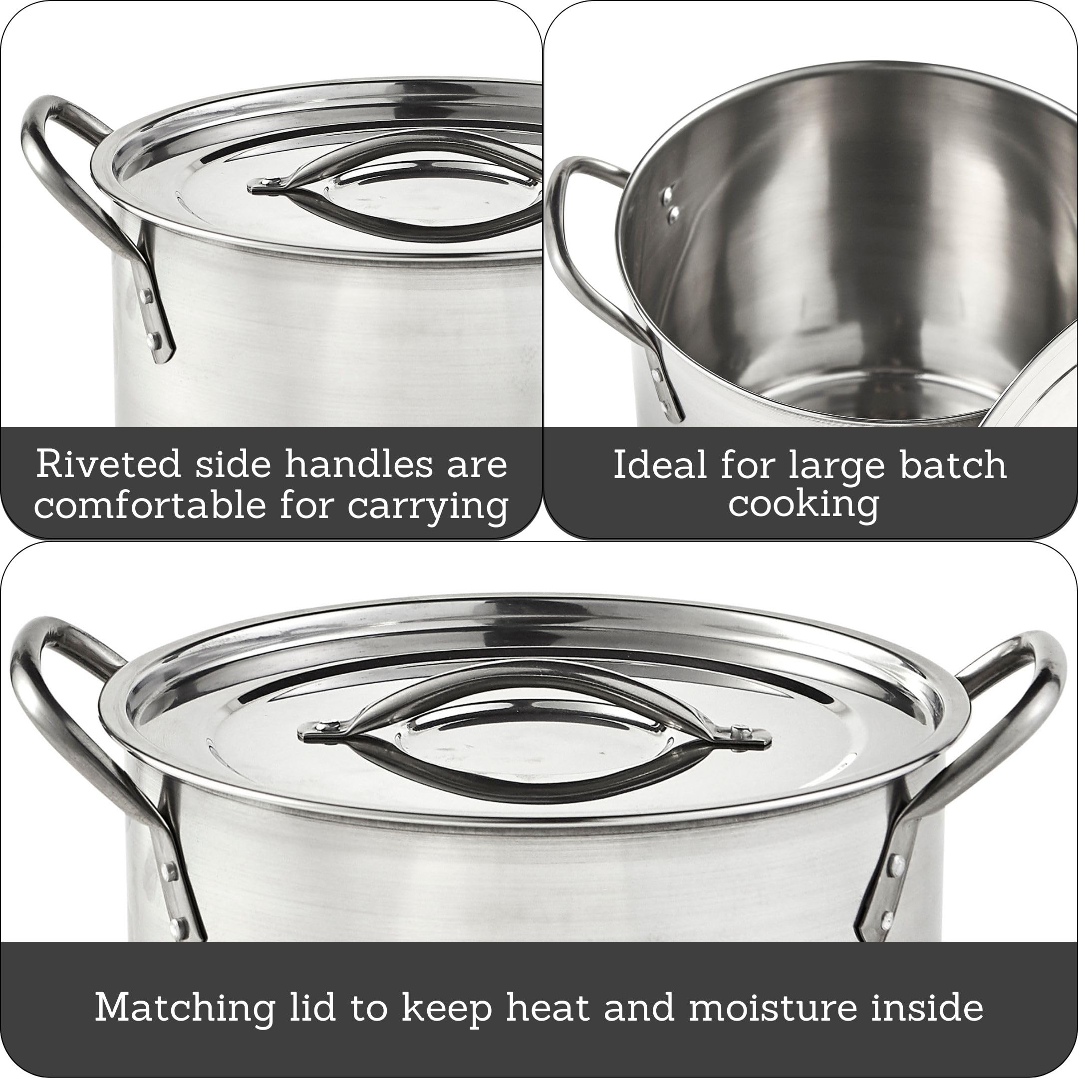 IMUSA matching lid closed on pot showcasing heat retention benefit