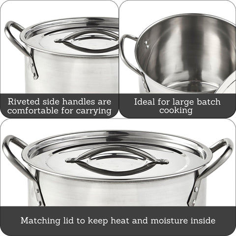 IMUSA matching lid closed on pot showcasing heat retention benefit