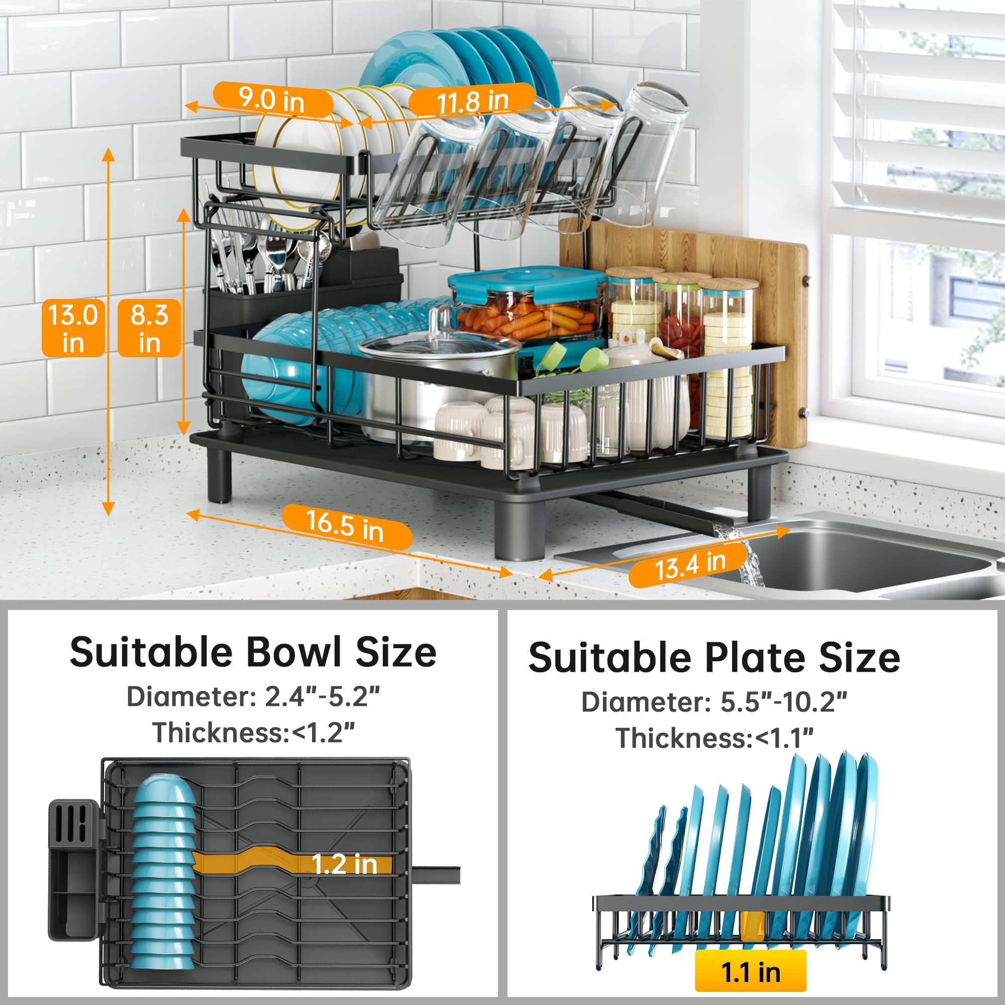 IMXSUMDA drain tray and 360-degree spout detail preventing countertop water