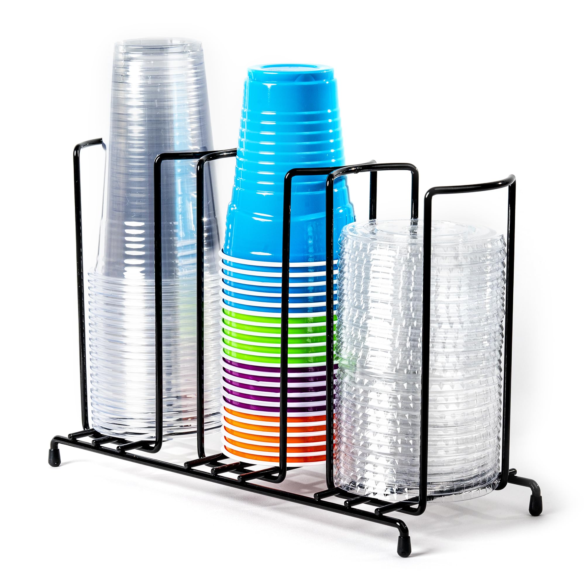 Inevibe organizer front view showing neat cup and lid storage benefit quick access