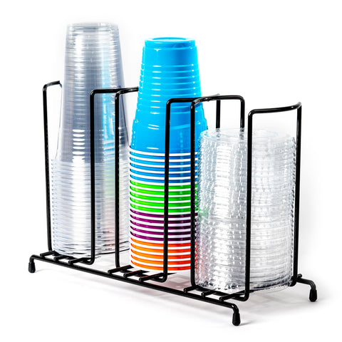 Inevibe organizer front view showing neat cup and lid storage benefit quick access