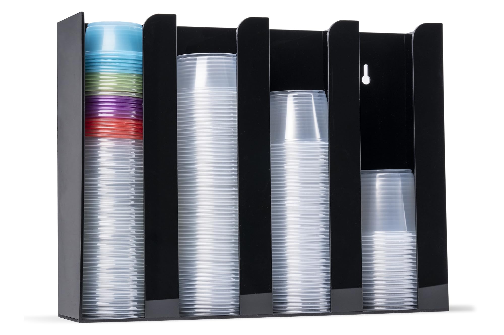 Inevibe front view showing four compartments for organized cup storage and quick access