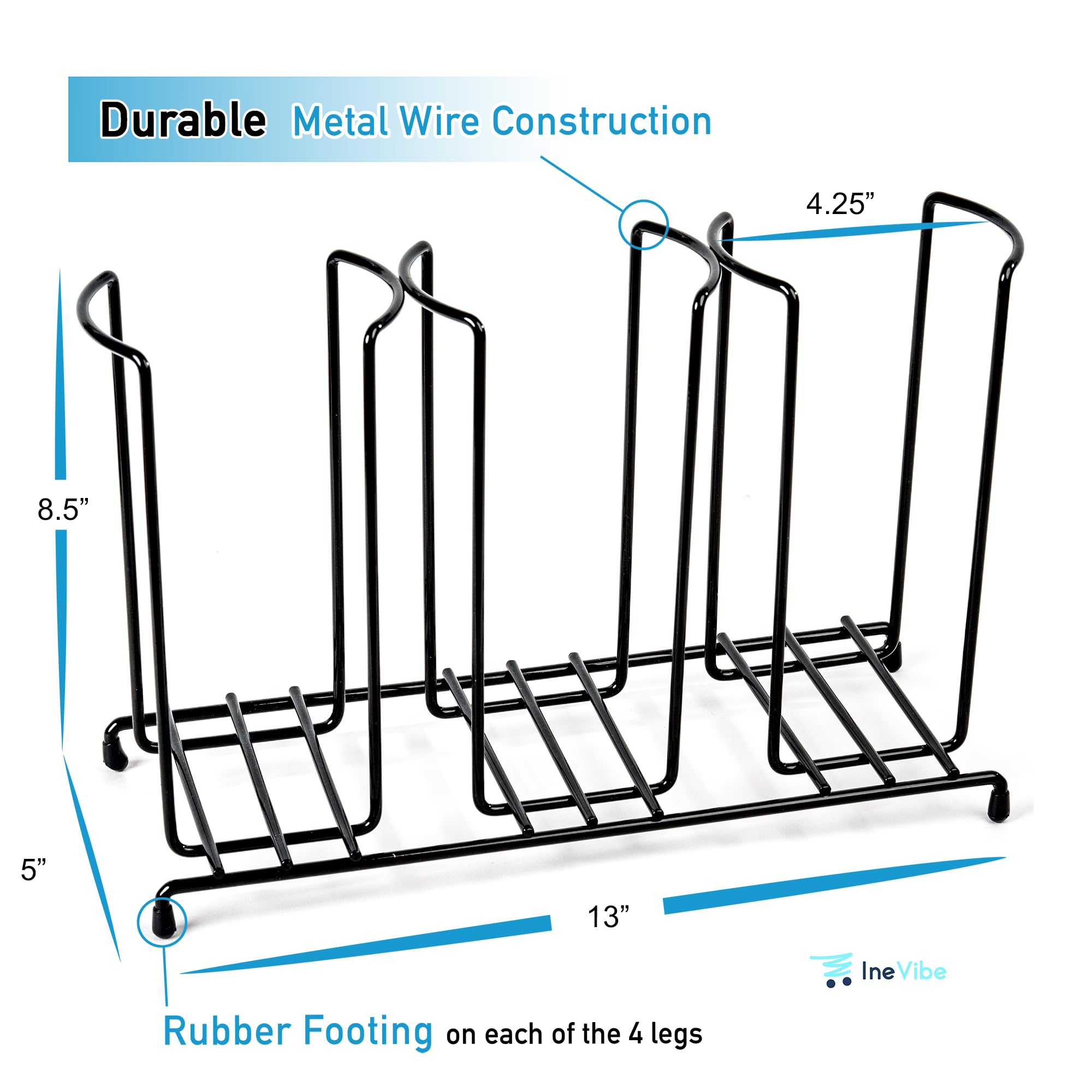 Inevibe top view showing three compartments for lids and cups benefit organized supply