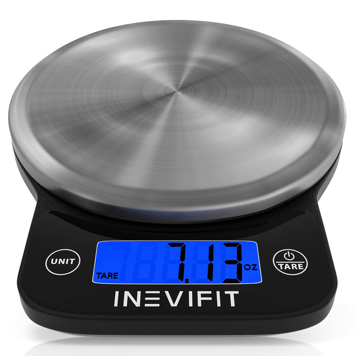 INEVIFIT front view showing stainless steel platform and sleek black base for durability
