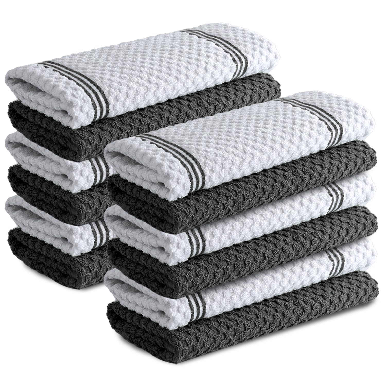 Infinitee Xclusives front pack view showing twelve grey towels and clear value