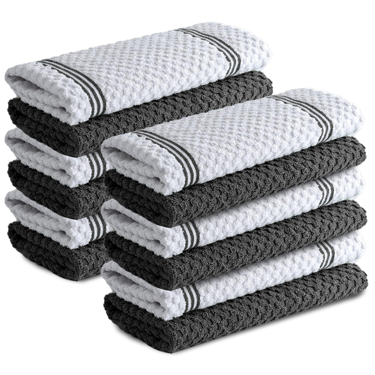 Infinitee Xclusives front pack view showing twelve grey towels and clear value