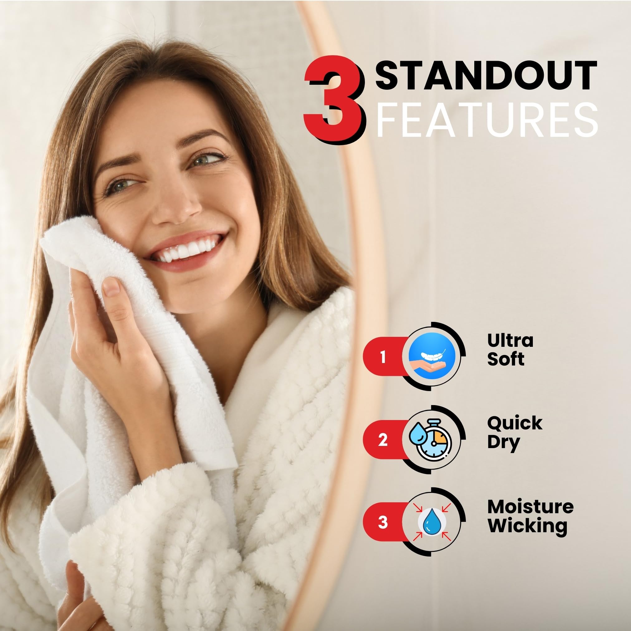 Infinitee Xclusives hanging beside sink demonstrating quick-dry convenience and daily use