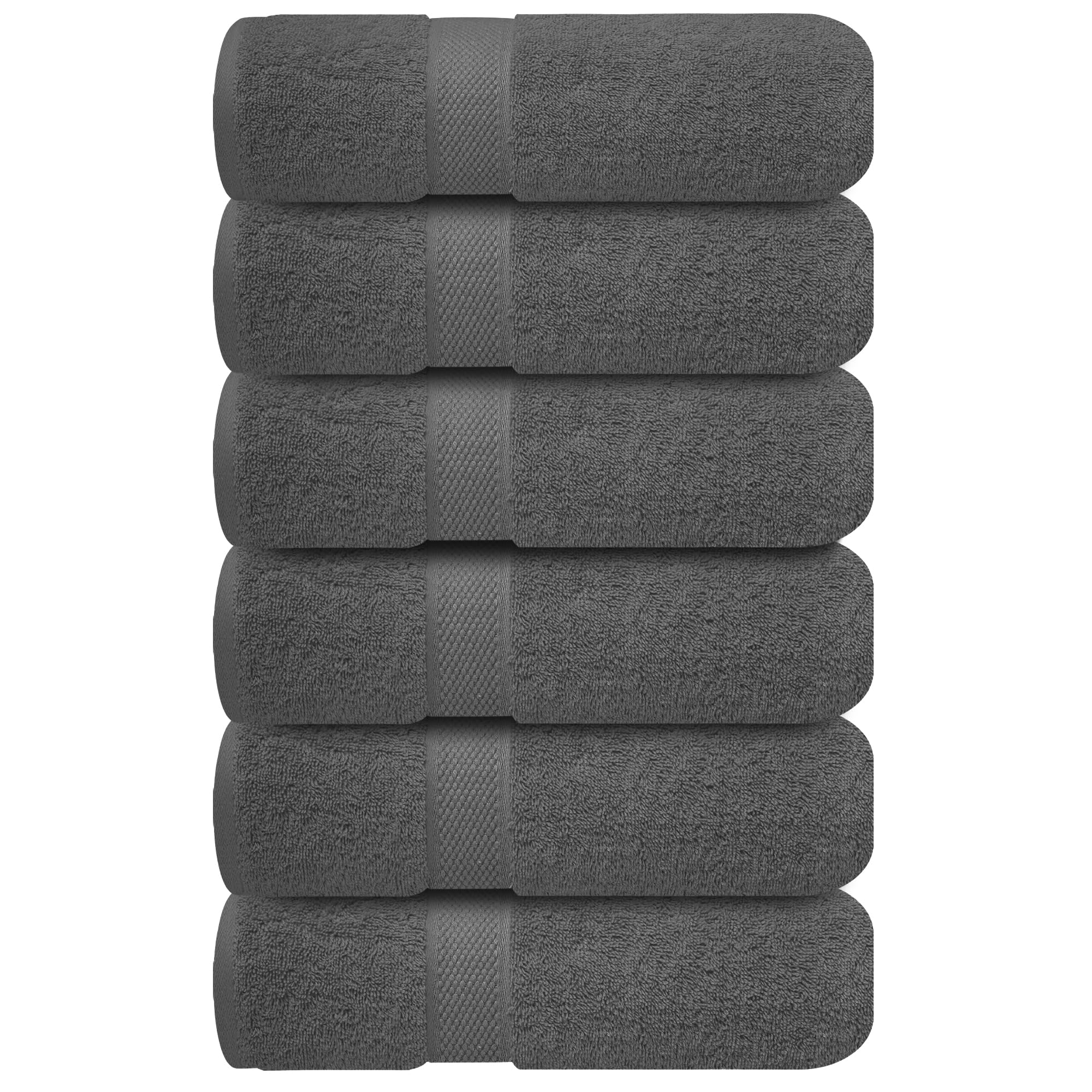 Infinitee Xclusives all six towels displayed on bench showing full set and coordinated look