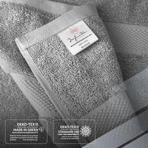 Infinitee Xclusives towels laid out for size comparison and easy selection