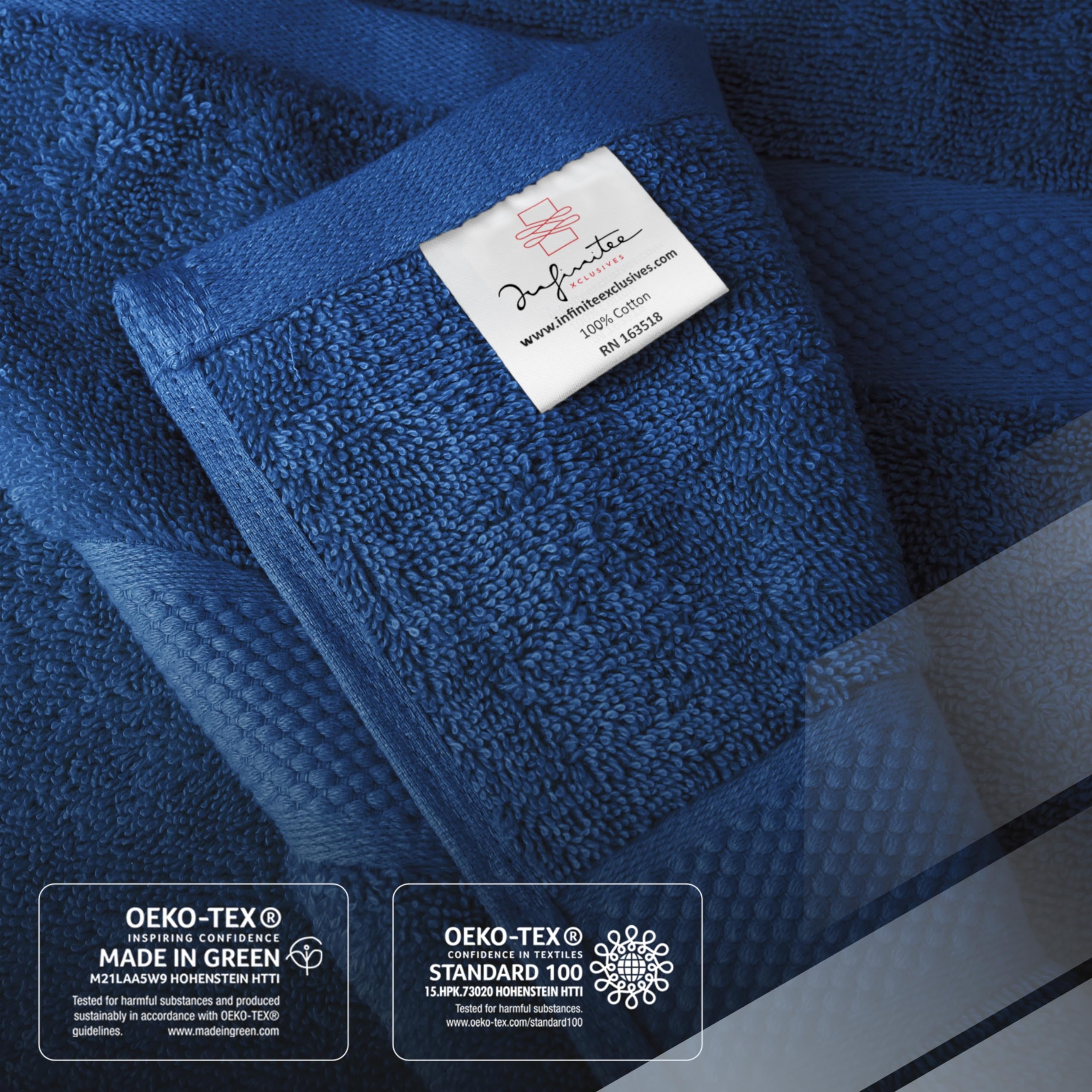 Infinitee Xclusives towel styled in a bathroom adding elegant decor