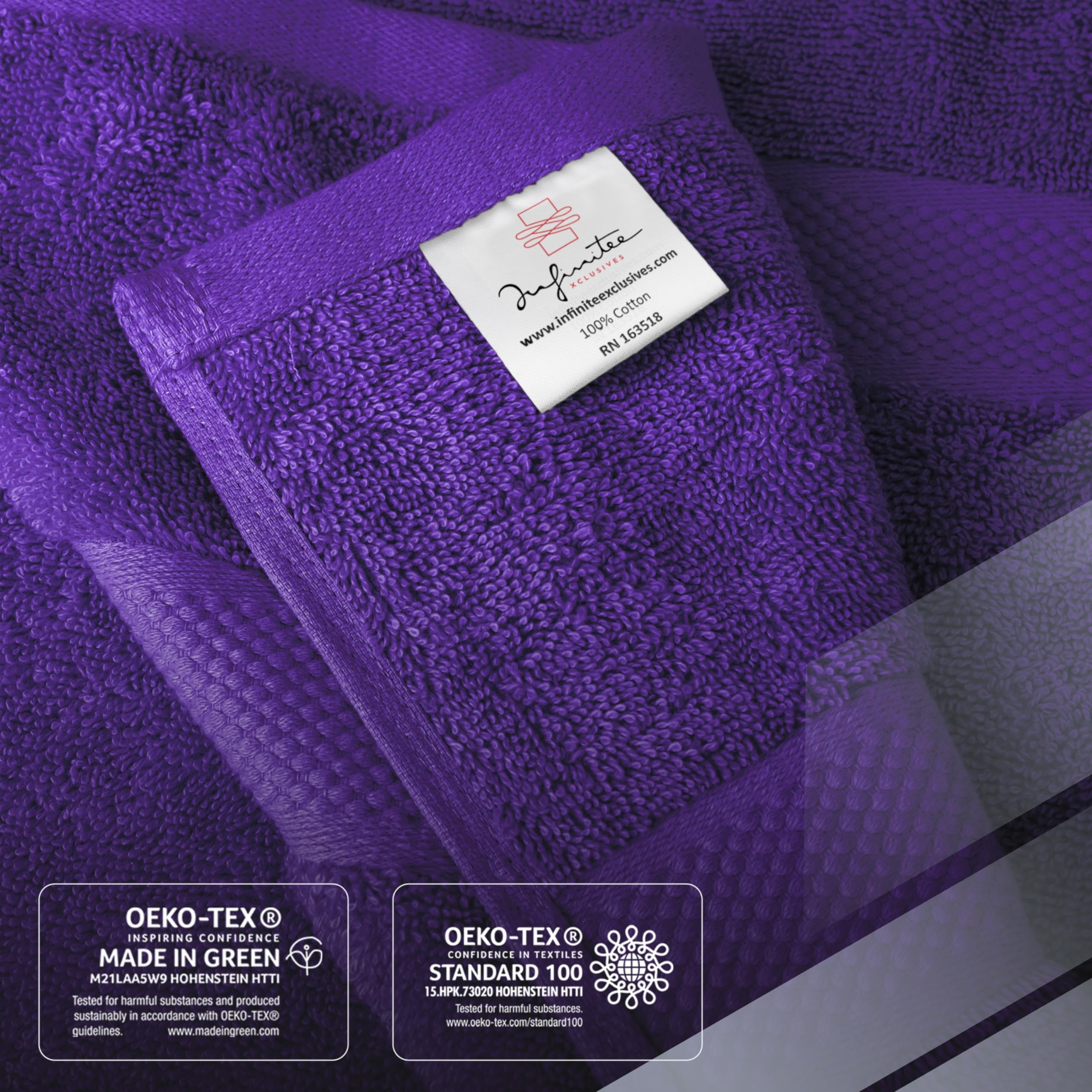 Infinitee Xclusives washcloth stack next to soap showing compact storage benefit