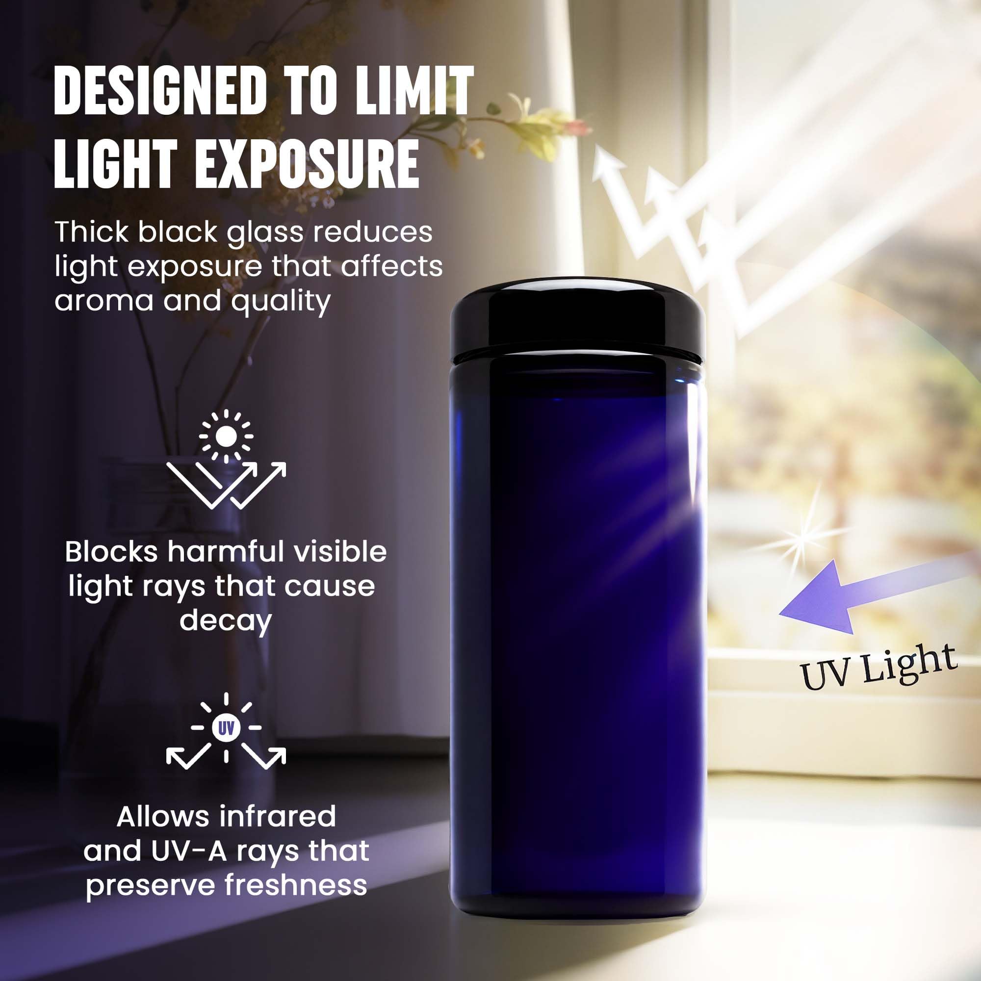 Infinity Jars interior antistatic finish reducing residue for cleaner scooping