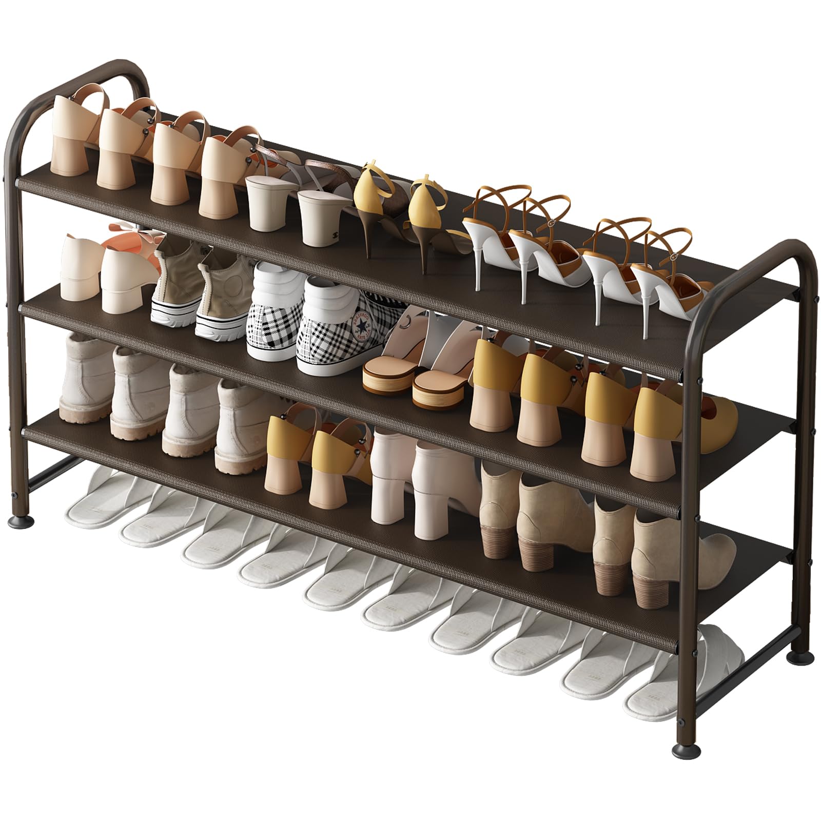 INGIORDAR front view long shoe rack showing full capacity and neat organization