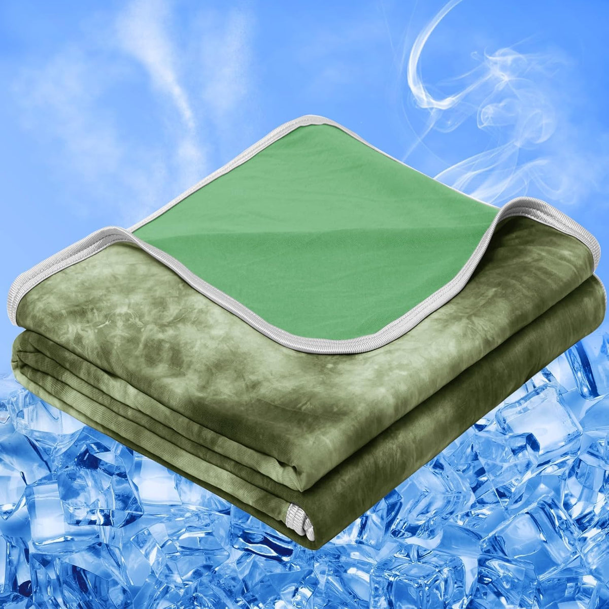 inhand cooling blanket front view dark green showing full coverage and cooling benefit