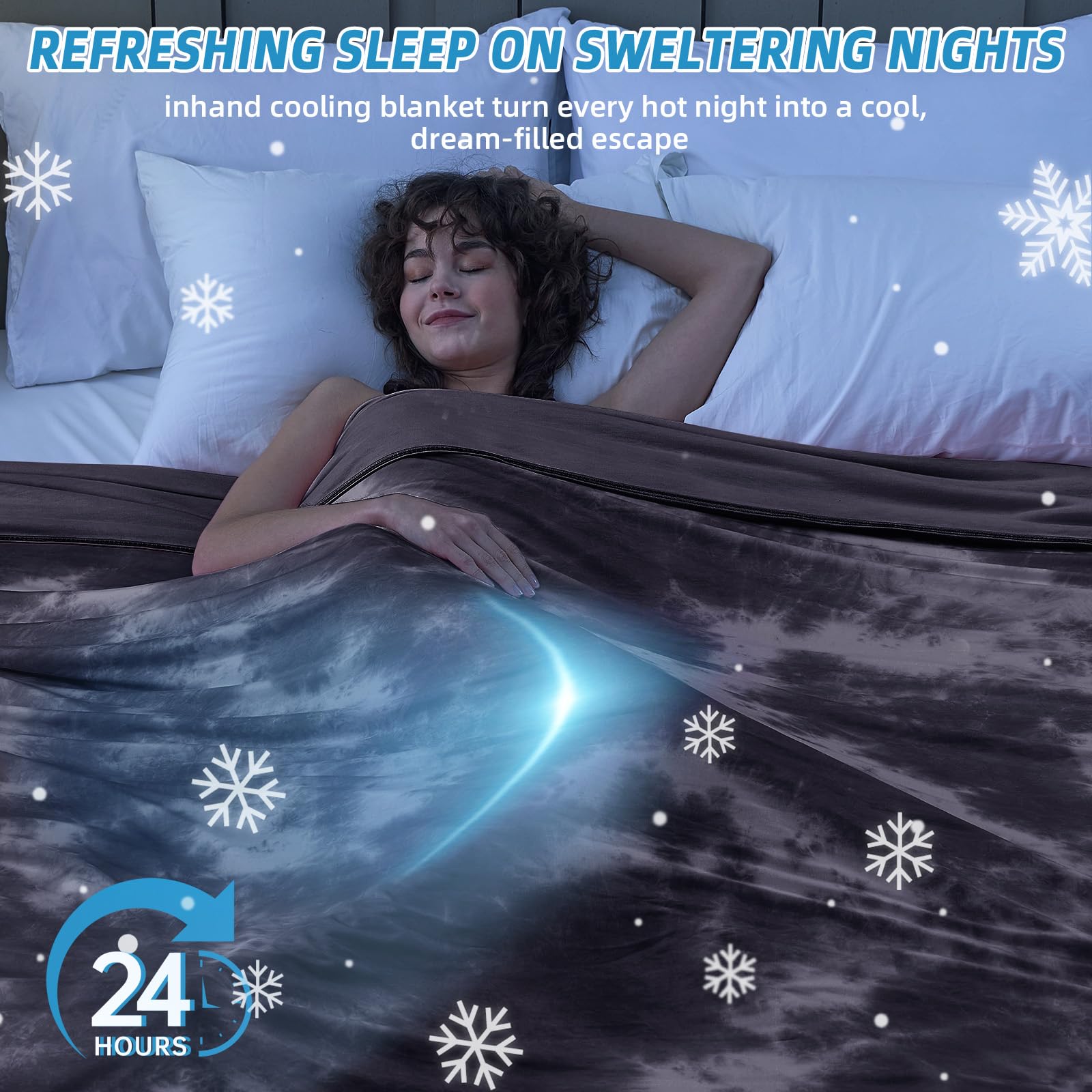 inhand blanket on king bed lifestyle scene illustrating cool sleep benefit