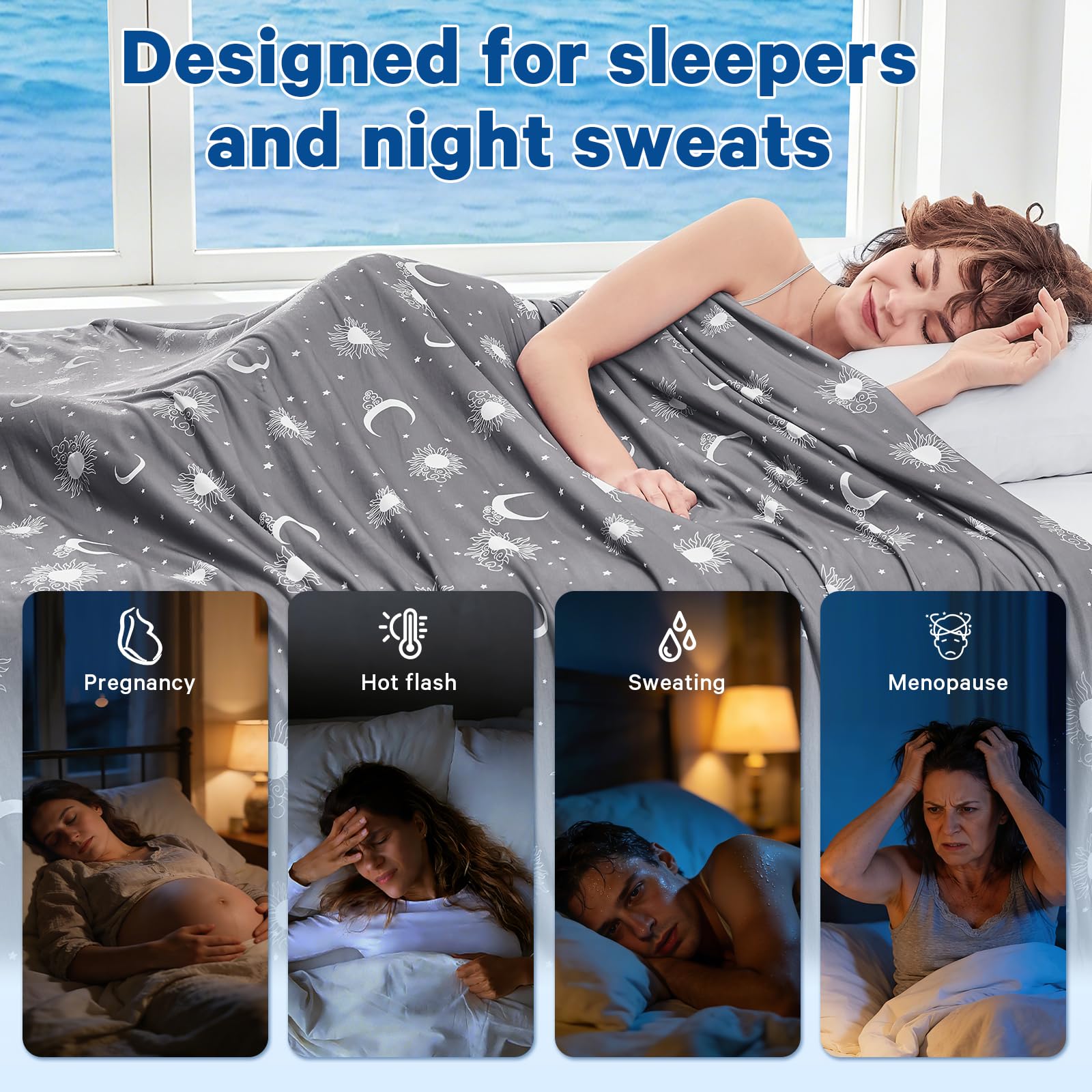 inhand cooling blanket draped on twin bed showing comfortable cool sleep setup