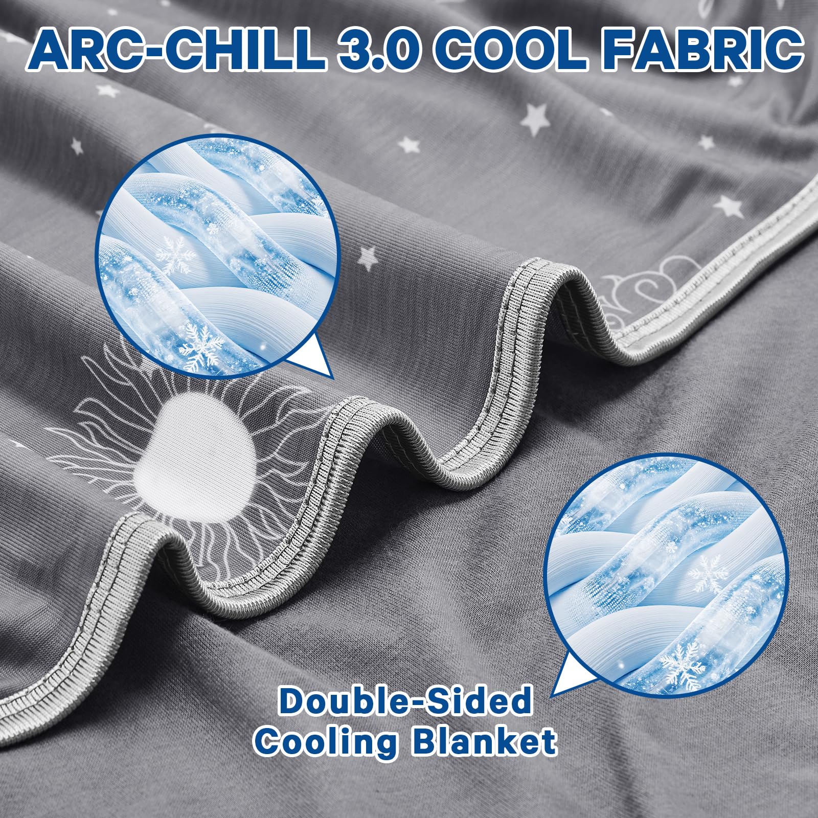 inhand cooling blanket star and moon print detail highlighting stylish coolness