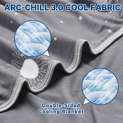 inhand cooling blanket star and moon print detail highlighting stylish coolness