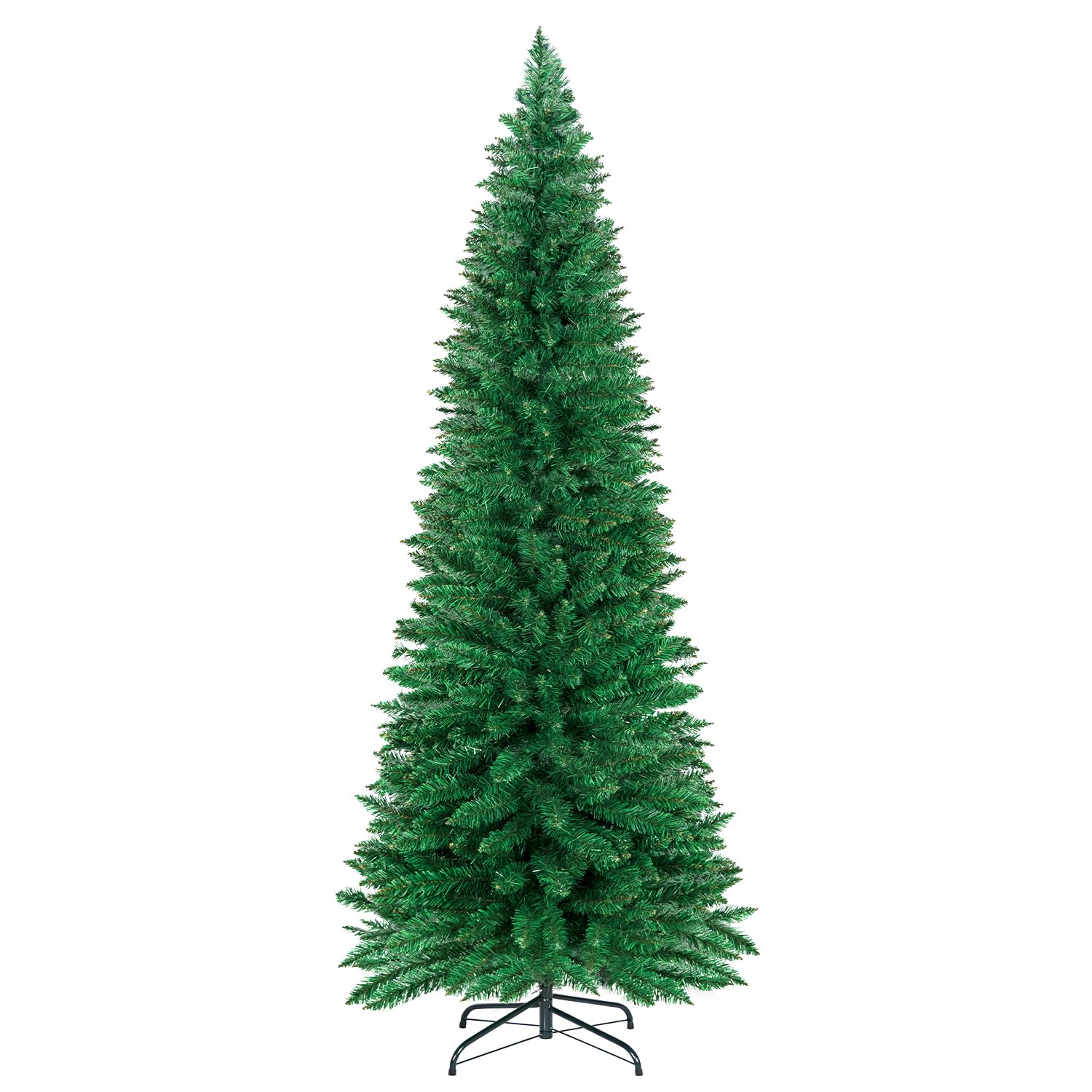 inin front view packaging showing slim tree ready to display, saving space