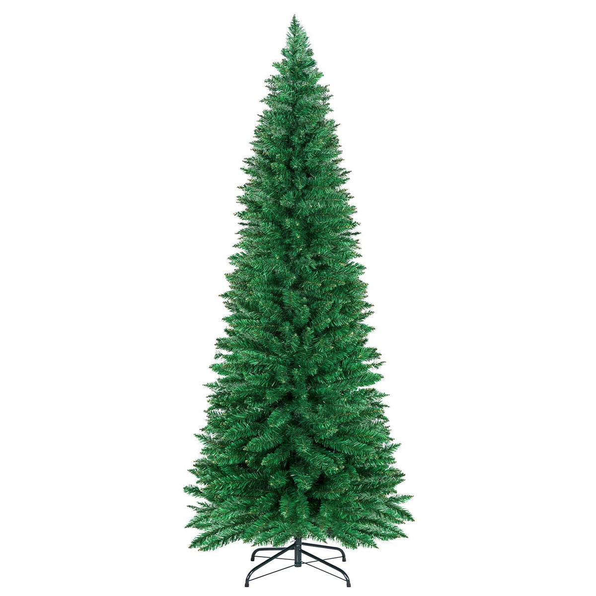 inin front view packaging showing slim tree ready to display, saving space