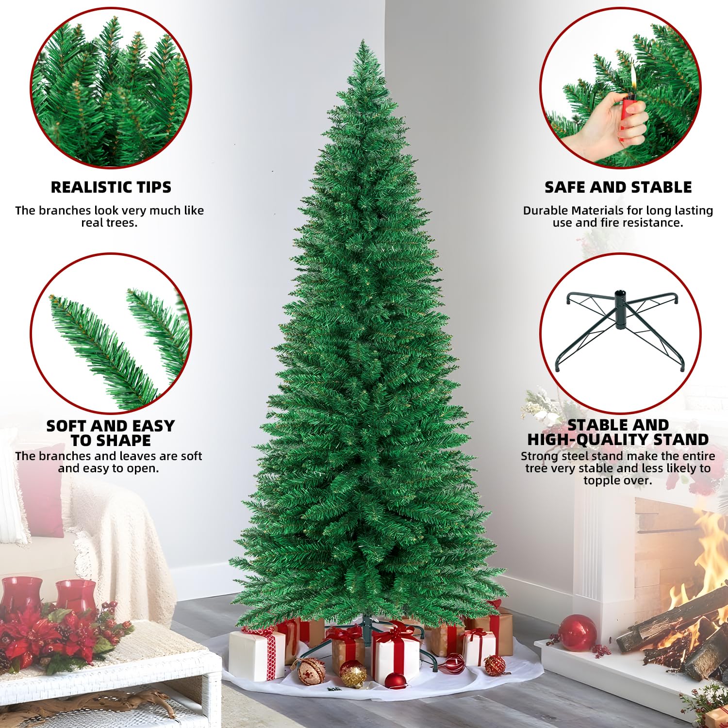 inin unlit skinny Christmas tree ready for lights offering customization flexibility