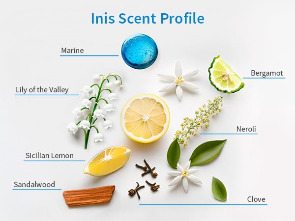 Inis lit candle creating warm ambient light and bright sea-spray fragrance effect