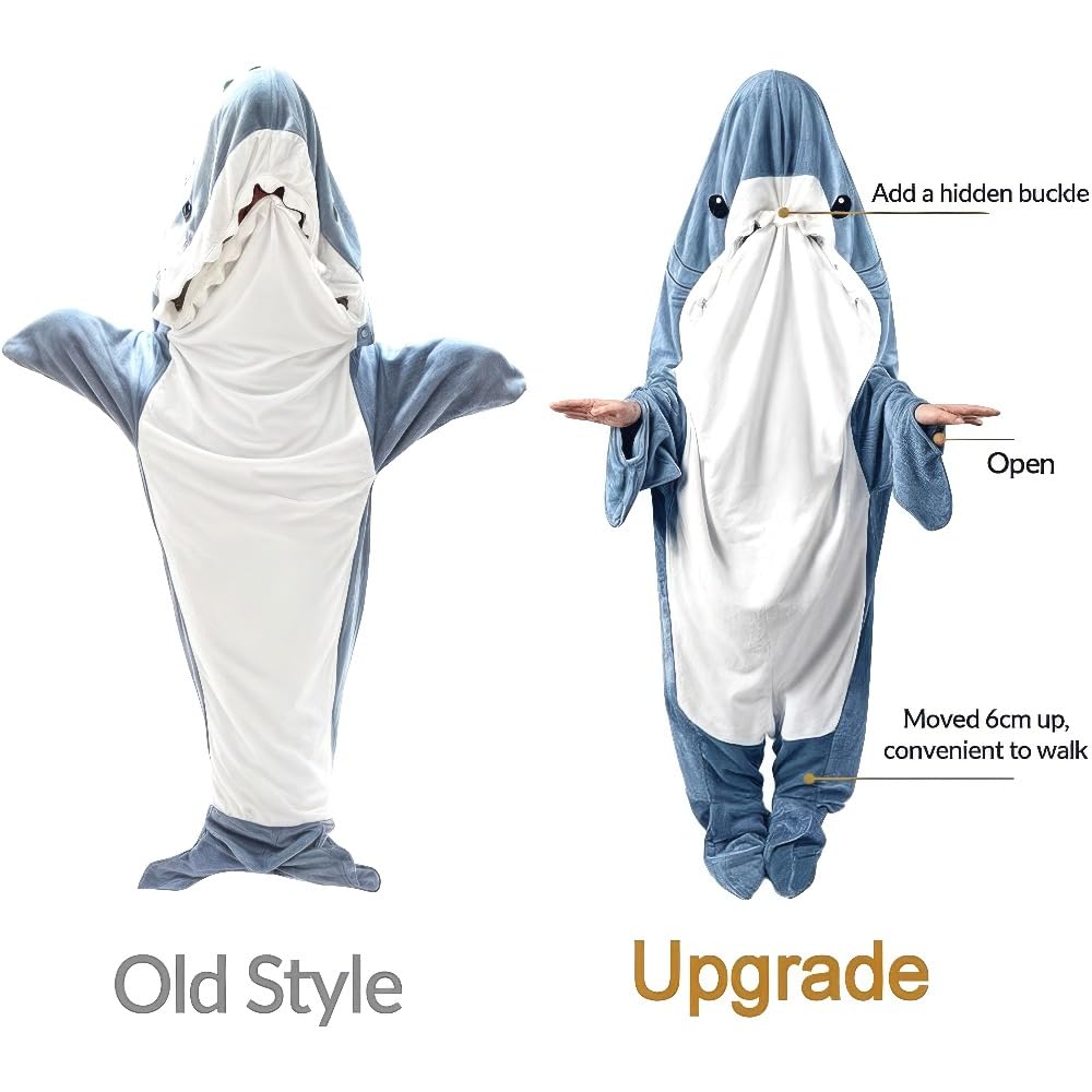 inkArts shark blanket adult wearing demonstrates roomy, comfortable fit