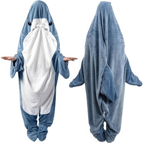 inkArts shark blanket front view shows cozy design and playful appeal