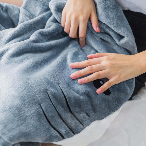 inkArts shark blanket folded for gift presents neat, ready-to-give packaging