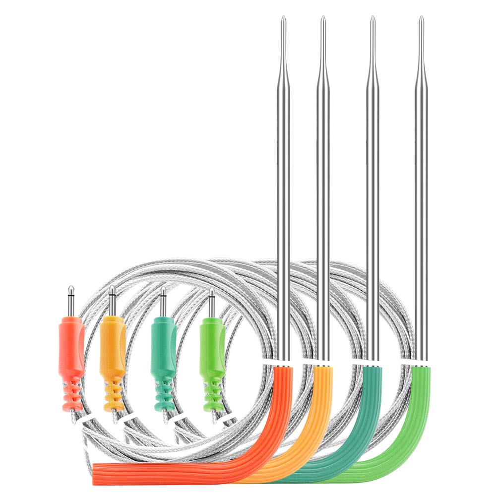 Inkbird front view of four-pack replacement probes showing colorful benefit of easy identification