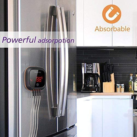Inkbird magnetic back attached to smoker enabling hands-free placement benefit
